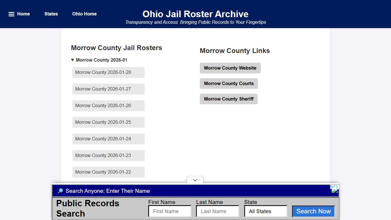 Morrow County - Ohio Jail Rosters